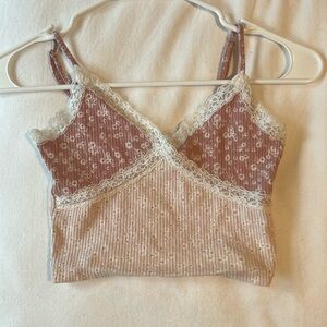 aeropostale floral pink cross cross lace top